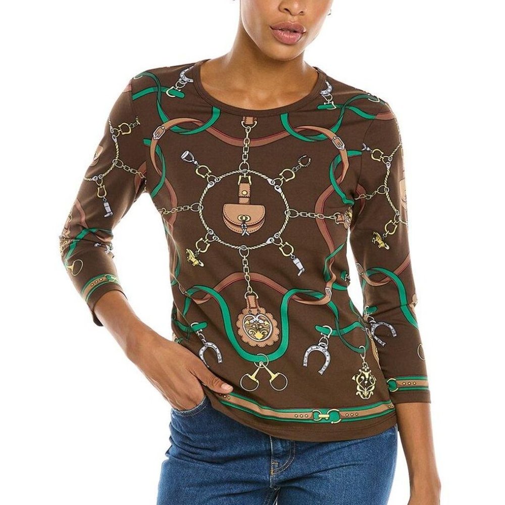 J.McLaughlin Signature Tee in Brown/Green Fairfax Crest